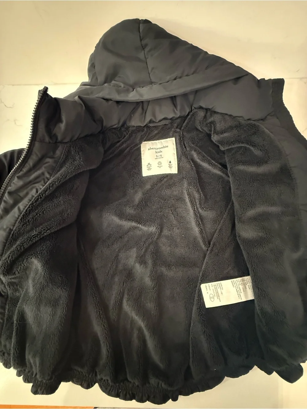 Abercrombie & Fitch Kids Black Puffer Jacket with Hood